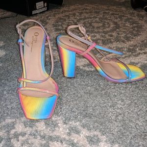 Rainbow holographic pastel heels